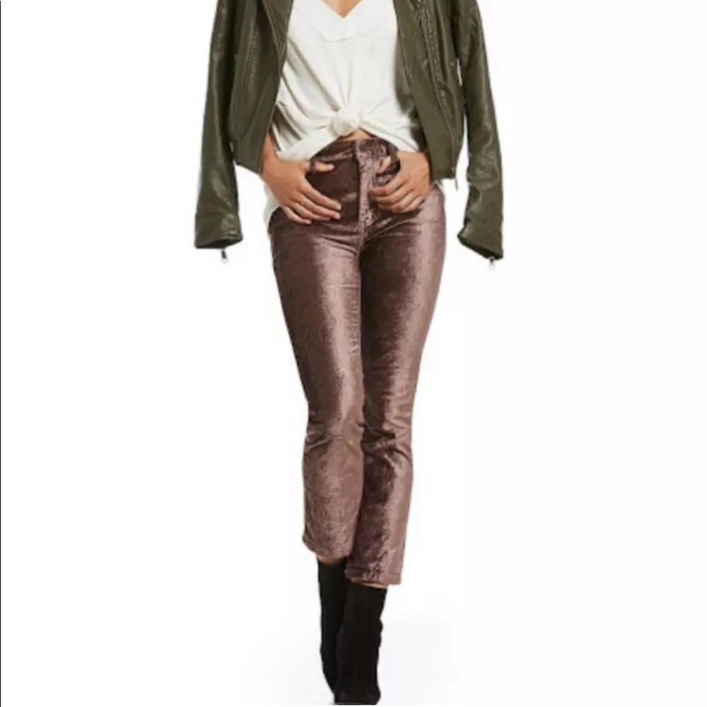 Free People Velvet Cropped Flare Pants Size 31
